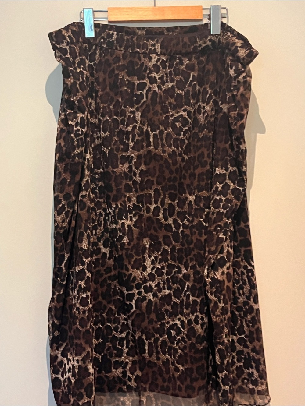 Marina Rinaldi Layered Leopard Print Pull-On Midi Skirt XXL
